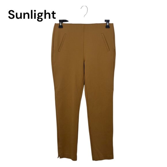 Chicos Womens Camel Brown Slim-Leg Stretch Pull On Pants Size 1 US M Ponte knit - Picture 1 of 14